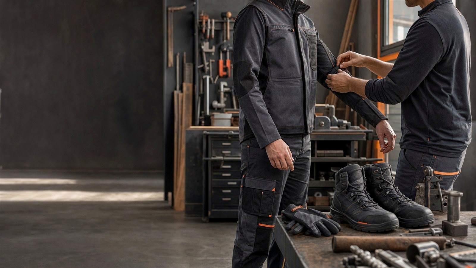 Artisan en vêtements professionnels soignés sur son lieu de travail